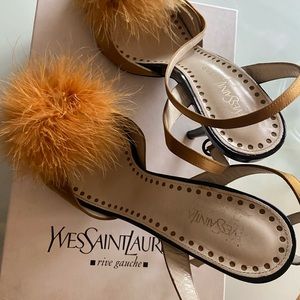 YSL Yves Saint Laurent feather heels.